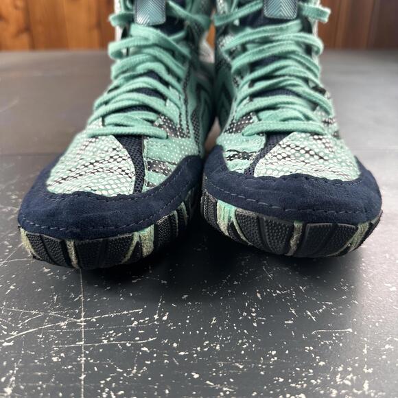 ASICS Aggressor 3 LE Geo Wrestling Shoes Cockatoo Green Tigard White Size 12 - Picture 2 of 9